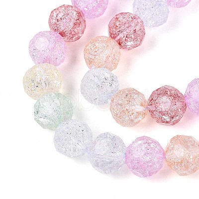 Transparent Crackle Glass Beads Strands GLAA-N053-10mm-01-1