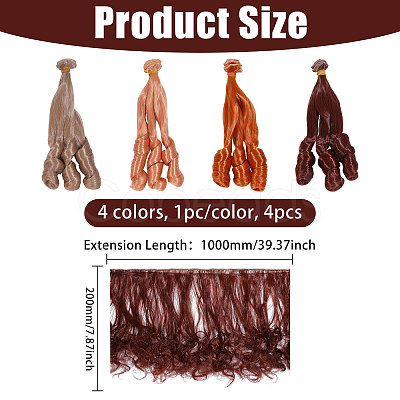 4Pcs 4 Colors High Temperature Fiber Long Flat Curly Hairstyle Doll Wig Hair DOLL-GL0001-04B-1
