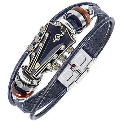 1Pc Alloy & Leather Cord Bracelets for Men Women BJEW-CL0001-24-1