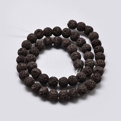 Natural Lava Rock Round Bead Strands G-I124-6mm-M-1