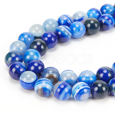 DICOSMETIC 2 Strands Natural Striped Agate/Banded Agate Beads Strands G-DC0001-11-1