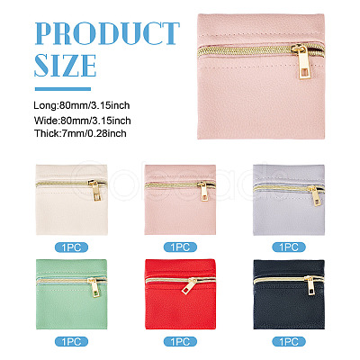6Pcs 6 Colors Imitation Leather Jewelry Storage Zipper Bags ABAG-TA0001-66A-1