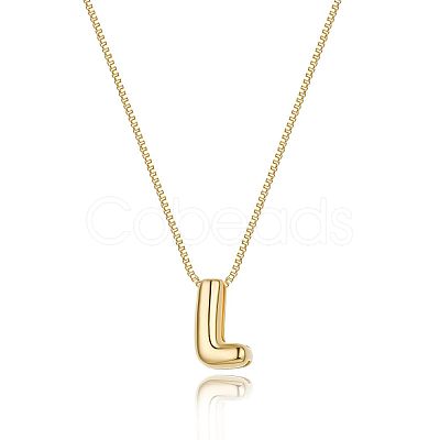 Brass Initial Pendant Box Chain Necklaces for Women FS-WG5C822-12-1