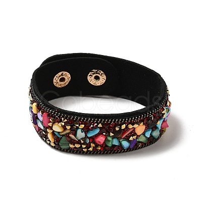 Faux Suede Snap Cord Bracelet LS-BJEW-F428-05-1