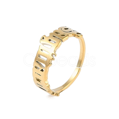 Ion Plating(IP) 304 Stainless Steel Constellation Open Cuff Ring for Women RJEW-C097-01G-06-1