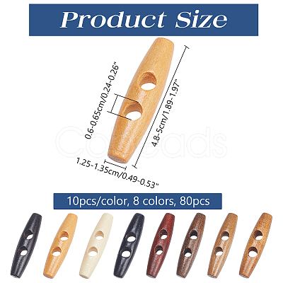 80Pcs 8 Colors Natural Wood Buttons FIND-NB0005-03D-1