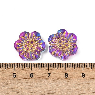 Baking Paint and Golden Metal Enlaced Glass Beads DGLA-T004-09F-1