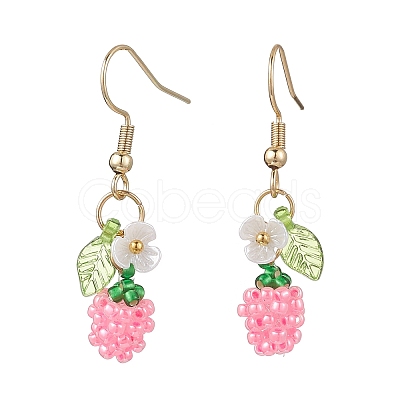 Handmade Glass Seed Beads Apple Dangle Earrings EJEW-MZ00575-02-1