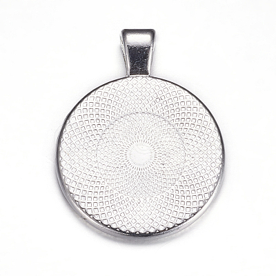 Flat Round Alloy Pendant Cabochon Settings LS-PALLOY-A15654-N-1
