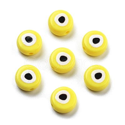 Opaque Printed Acrylic Beads OACR-G038-04G-1