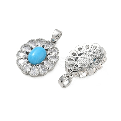 Brass Micro Pave Clear Cubic Zirconia Pendants KK-C172-22P-1