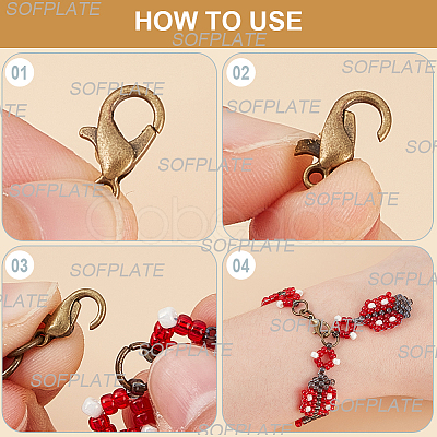 400Pcs 4 Colors Zinc Alloy Lobster Claw Clasps FIND-SP0001-31-1