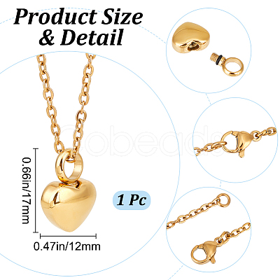 Stainless Steel Urn Ashes Necklace NJEW-CN0001-03G-1