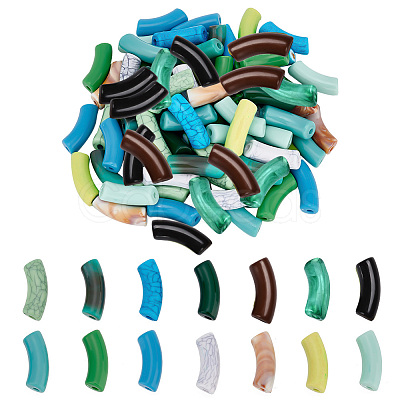 84pcs 14 Style Opaque Acrylic Beads SACR-PH0001-63-1