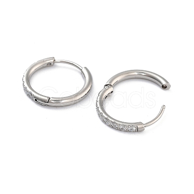 316 Surgical Stainless Steel Pave Clear Cubic Zirconia Hoop Earrings Women EJEW-A109-01C-P-1