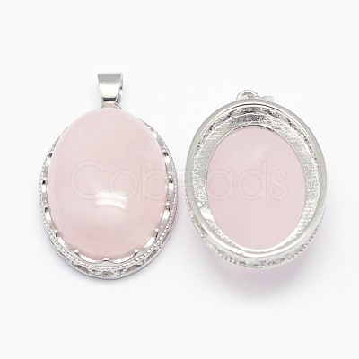 Natural Rose Quartz Pendants X-G-D851-03-1