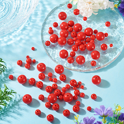 100Pcs 5 Styles Opaque Acrylic Beads MACR-TADJ0001-12A-1