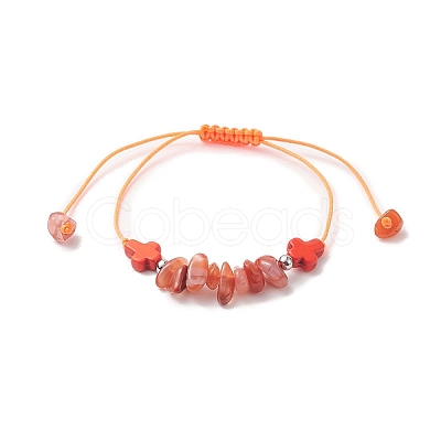 Natural & Synthetic Mixed Gemstone Chips & Cross Braided Bead Bracelet for Women BJEW-JB09254-1