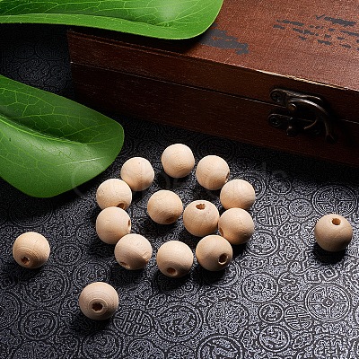 Round Unfinished Wood Beads WOOD-PH0008-10-1
