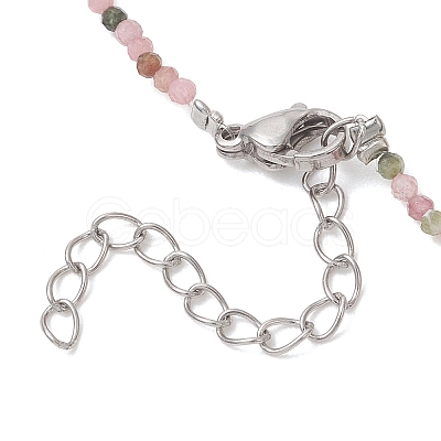 2MM Faceted Round Natural Multicolor Tourmaline Beaded Necklaces NJEW-JN05918-04-1