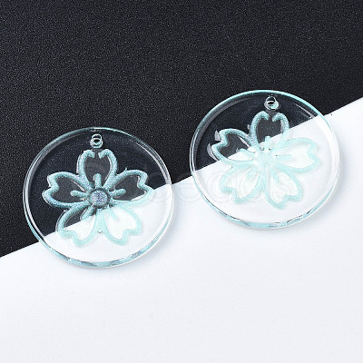 Transparent Resin Pendants RESI-N030-004B-1