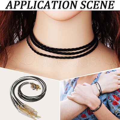 15M 3 Colors Braided Round Soft PU Imitation Leather Cords OCOR-CL0001-11C-1