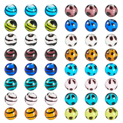 64Pcs 16 Styles Handmade Lampwork Beads LAMP-TA0001-59A-1