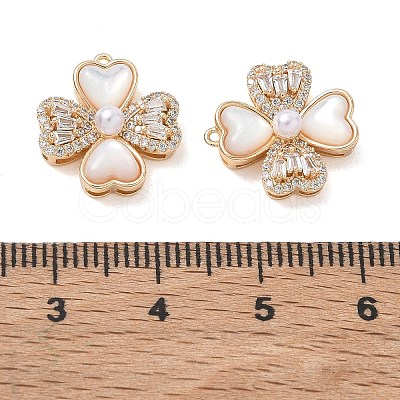 Brass Micro Pave Clear Cubic Zirconia Pendants KK-CBA61F8-07G-1