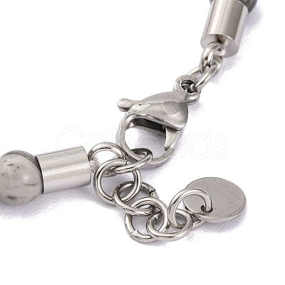 Natural Map Stone & Synthetic Magnetic Hematite Anchor Beaded Bracelet BJEW-P339-01P-02-1