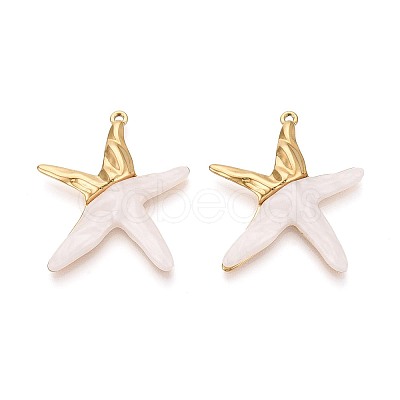 304 Stainless Steel and Resin Pendants X-STAS-T068-95G-1