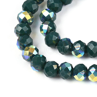 AB Color Plated Opaque Glass Rondelle Beads Strands EGLA-T029-4mm-09L-1