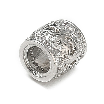 Rack Plating Brass Micro Pave Clear Cubic Zirconia European Beads KK-L215-301P-1