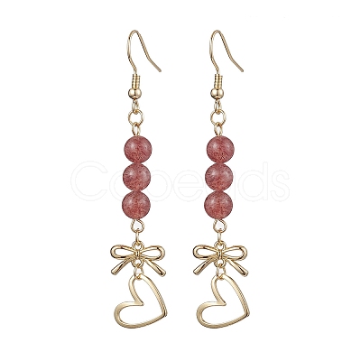 Natural Strawberry Quartz Dangle Earring EJEW-JE05911-1