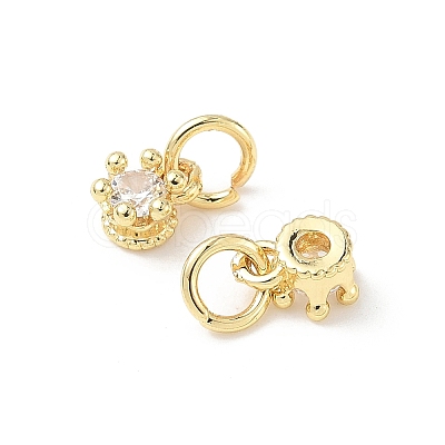 Brass Micro Pave Cubic Zirconia Charms KK-C104-07G-1
