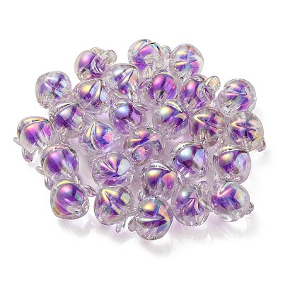 UV Plating Rainbow Iridescent Acrylic Beads OACR-F004-02E-1