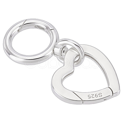 2Pcs 2 Styles 925 Sterling Silver Spring Gate Rings STER-ME0001-59-1
