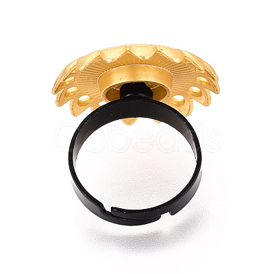 Adjustable Flower Alloy & Iron Bezel Cup Ring Base with Rotatable Tray MAK-T012-08G-1