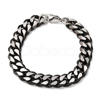 304 Stainless Steel Cuban Link Chain Bracelets for Men Women BJEW-C124-04B-02-1