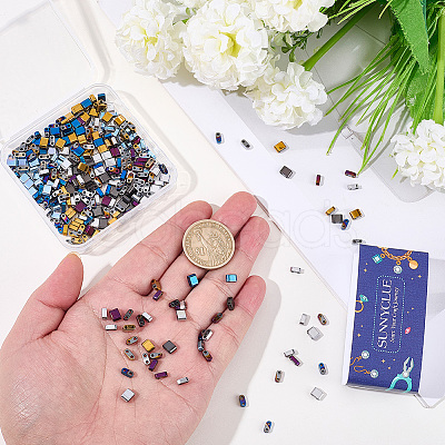 480Pcs 12 Colors Electroplated Non-magnetic Synthetic Hematite Beads G-SC0003-88-1