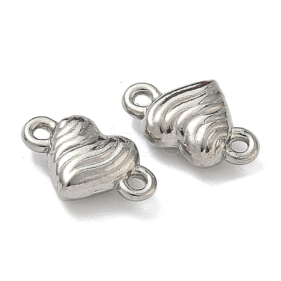 304 Stainless Steel Corrugated Heart Links Connector Charms STAS-D211-14D-P-1