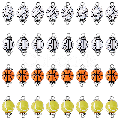 80Pcs 4 Styles Acrylic Ball Connector Charms FIND-HY0001-66-1
