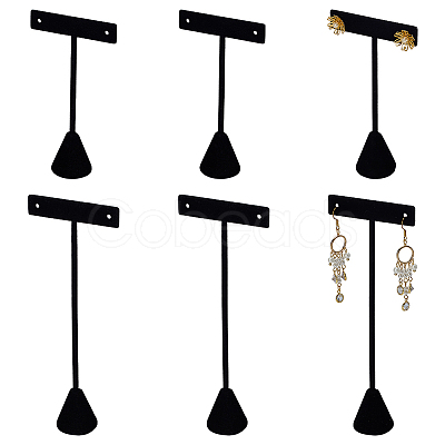 6Ppcs 2 Sizes T Bar Flocking Iron Dangle Earring Display Riser Stands EDIS-WH0043-002-1