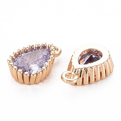 Brass Inlaid Cubic Zirconia Charms X-KK-S356-771G-1