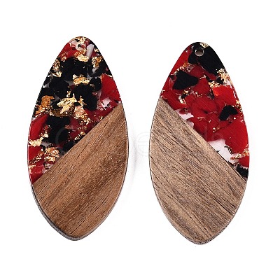 Transparent Resin and Walnut Wood Pendants RESI-T057-05E-1