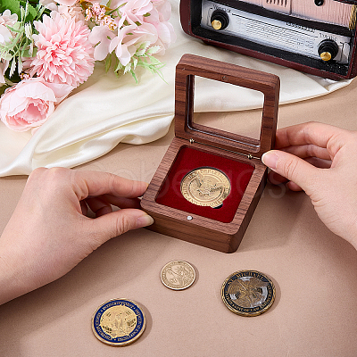 Wood Medal Storage Magnetic Boxes CON-WH0107-137-1