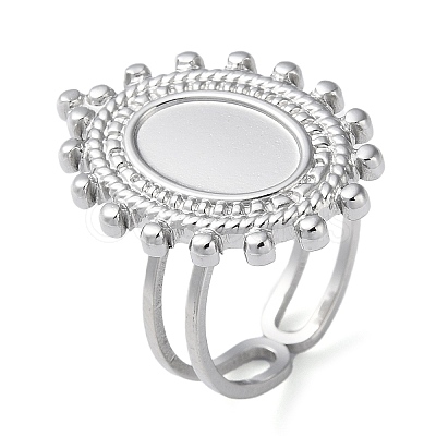 Non-Tarnish 304 Stainless Steel Open Cuff Ring Components STAS-Q308-04P-1