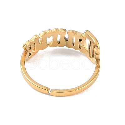 Ion Plating(IP) 304 Stainless Steel Constellation Open Cuff Ring for Women RJEW-C097-01G-03-1