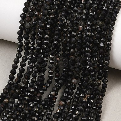 Natural Black Tourmaline Beads Strands X-G-D320-A04-3mm-02-1