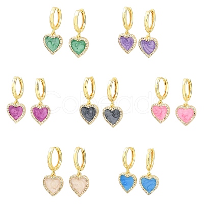 Brass Micro Pave Cubic Zirconia Hoop Dangle Earrings KK-CBA8324-16G-1