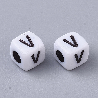 White Opaque Acrylic Beads MACR-R869-02V-1